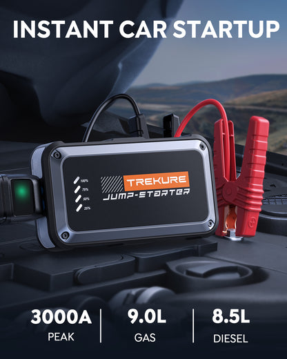 Portable Car Battery Jump Starter 3500A 16800mAh Jump Box, Car Battery Jumper Starter Portable Jumper Cables for car(8.0L Gas/6.5L Diesel), Fast Charge, Lights, Compact