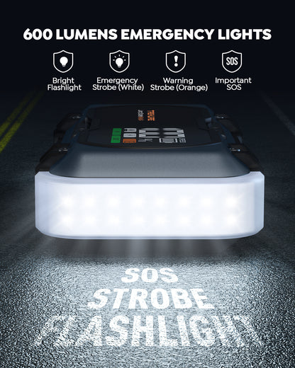 8000A Car Battery Jump Starter, Battery Jumper Starter Portable (All Gas/12L Diesel), 27000mAh 65W Charging Jump Box, Portable Car Jump Starter with 160W DC, 600LM Light, Extended Jumper Cables