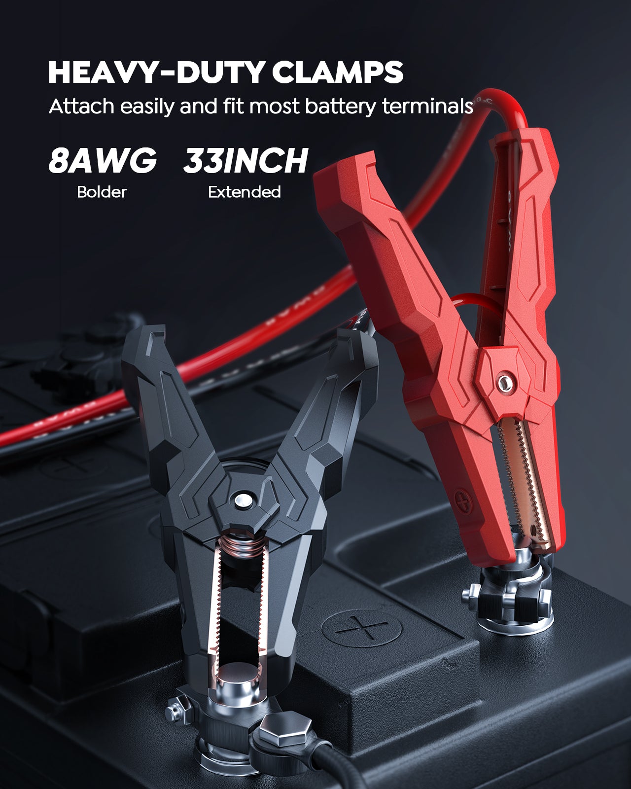 8000A Car Battery Jump Starter, Battery Jumper Starter Portable (All Gas/12L Diesel), 27000mAh 65W Charging Jump Box, Portable Car Jump Starter with 160W DC, 600LM Light, Extended Jumper Cables