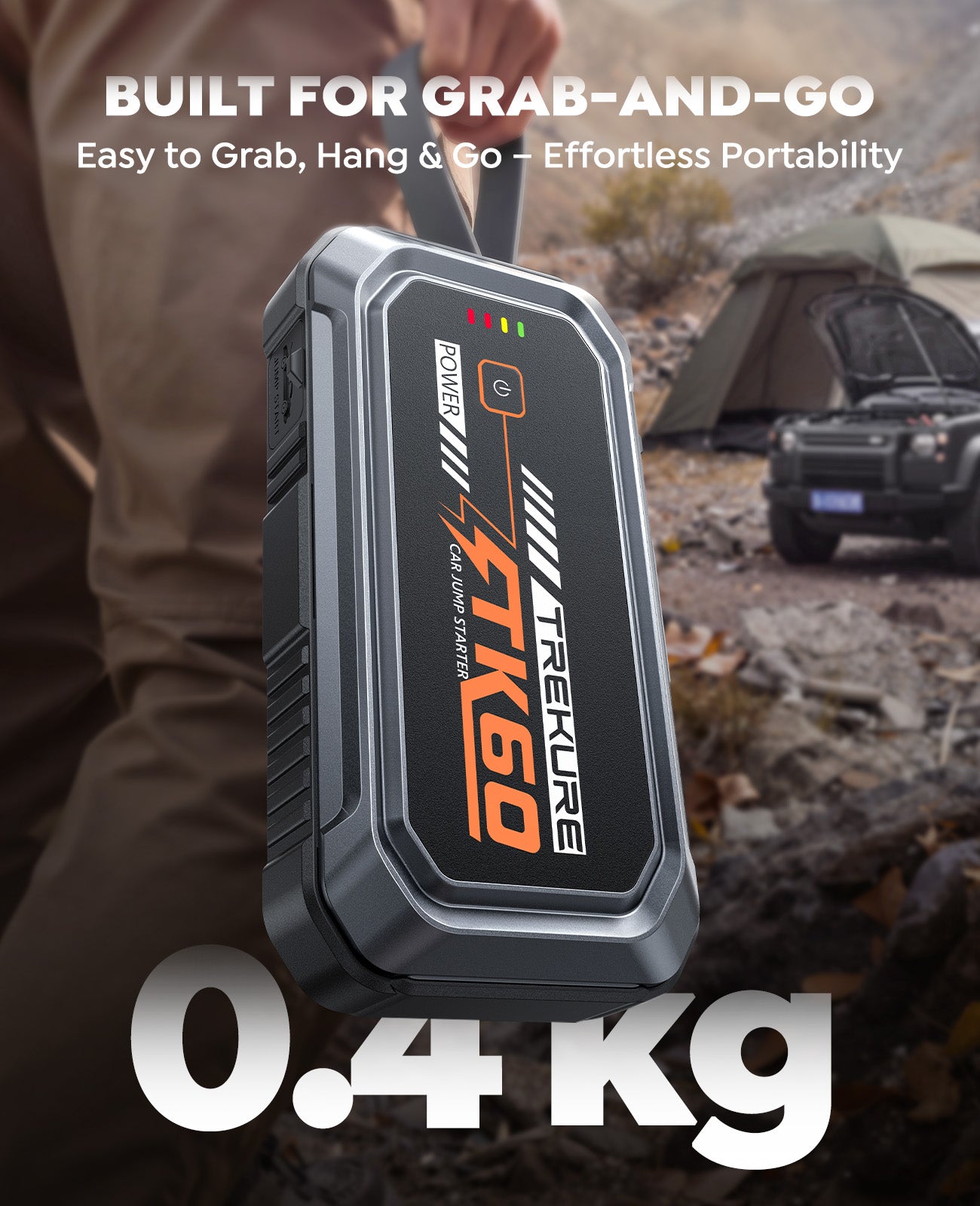 TREKURE Car Battery Jumper Starter Portable 5000A, Portable Car Jump Starter up to 10L Gas or 8L Diesel Engine, Jump Box, Jumper Cables for Car Battery, Magnetic Build, 4 Mode Flashlight, Power Bank