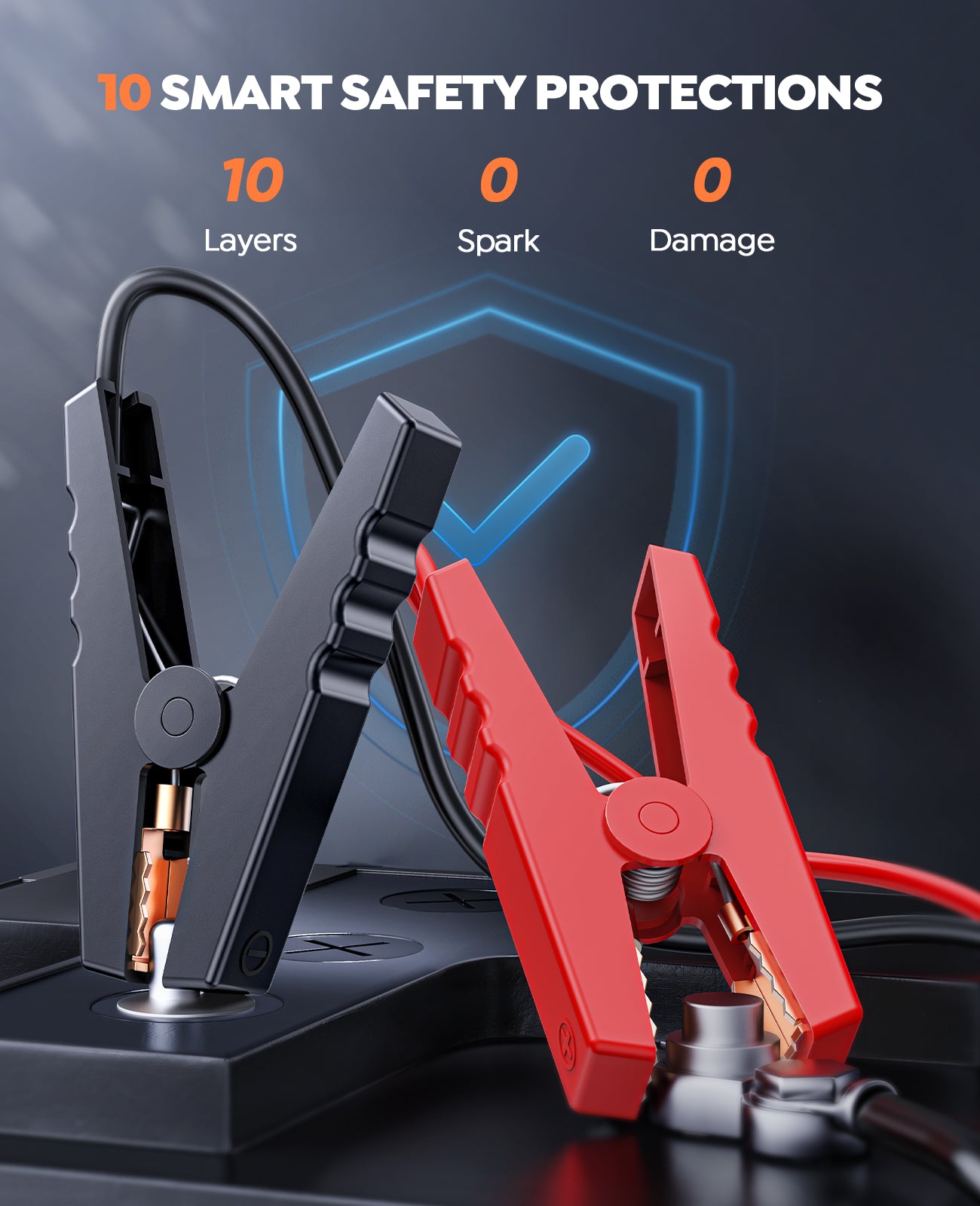 Portable Car Jump Starter with Air Compressor, TREKURE 150PSI Car Battery Jump Starter (All Gas/10L Diesel), 12V Jump Box Car Battery Jumper Starter Portable with LCD Display, Lights