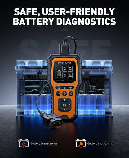 Car Battery Jump Starter with OBD2 Scanner 5000A, Car Battery Jumper Starter Portable (All Gas/10L Diesel), 12V Jump Box Jumper Cables, Code Reader for Check Engine Light, Diagnostic Tool